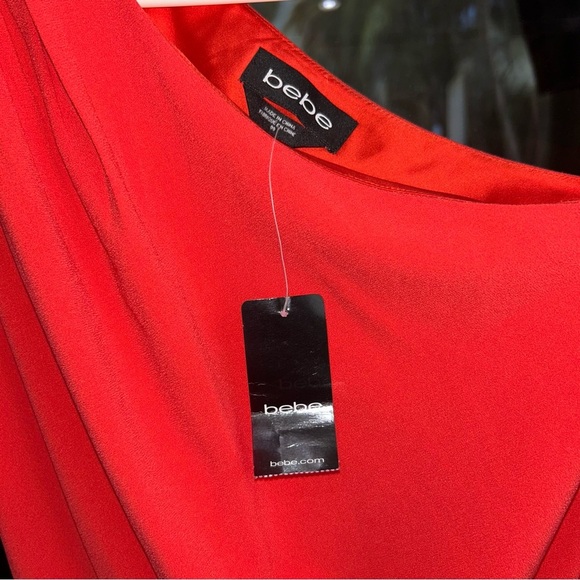 NWT Bebe Red One Shoulder Jumpsuit Asymmetrical Neckline Pocket XXS - Picture 8 of 14